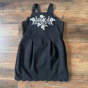 Janie and Jack Black Dress with White Floral Embroidery